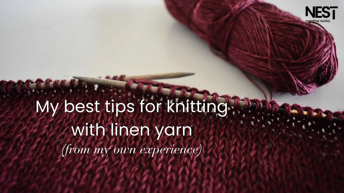 Image showing knitting with linen, illustrating an article about best tips for knitting with linen yarn.