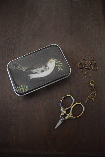 Swallow Knitting Notions Tin With Stitch Markers