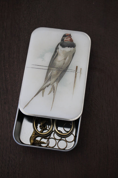 Swallow Knitting Notions Tin With Stitch Markers