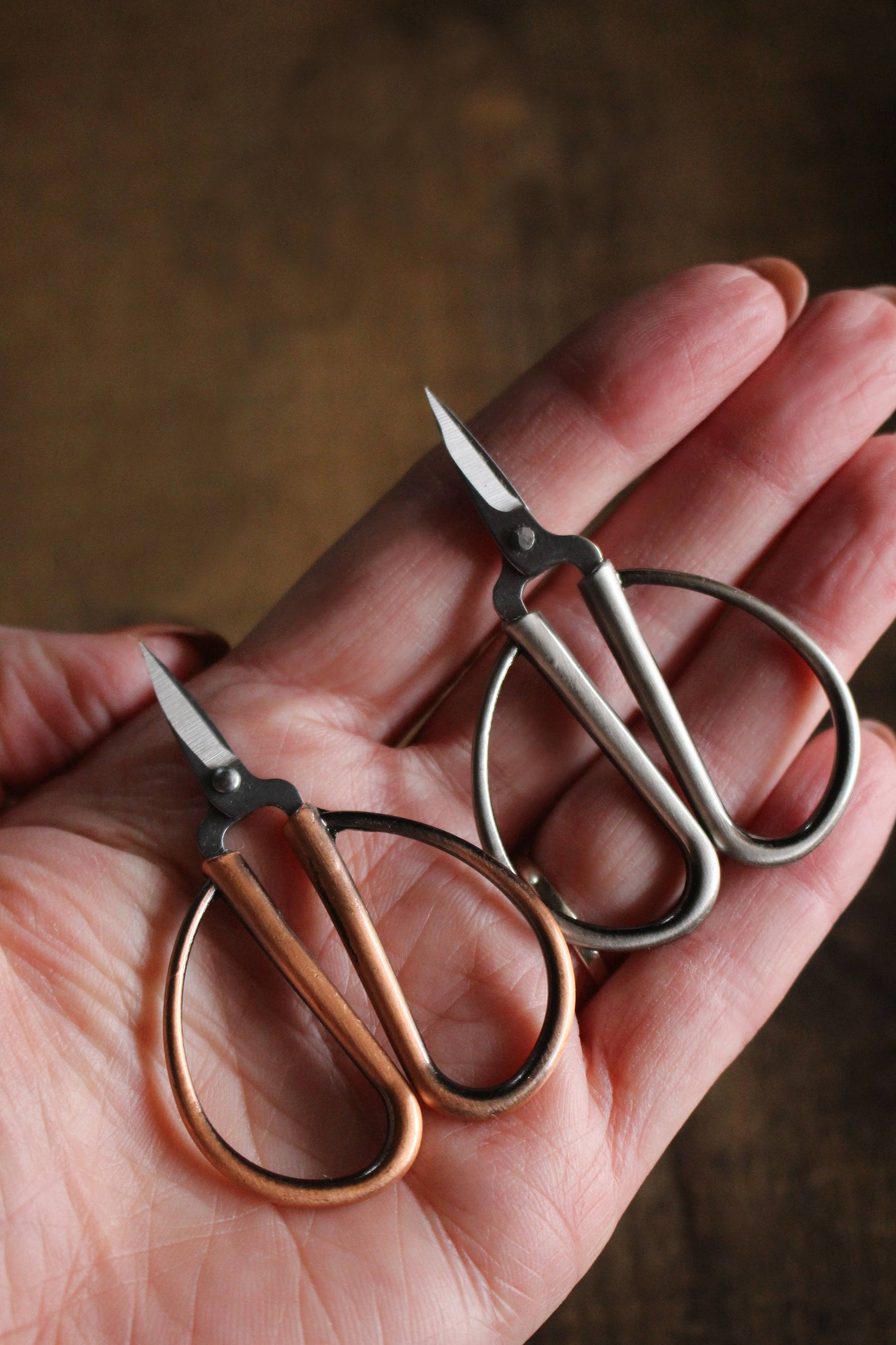 Mini bonsai scissors with antique finish.