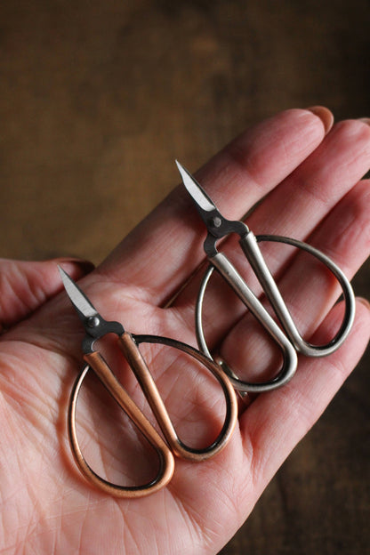 Mini bonsai scissors with antique finish.
