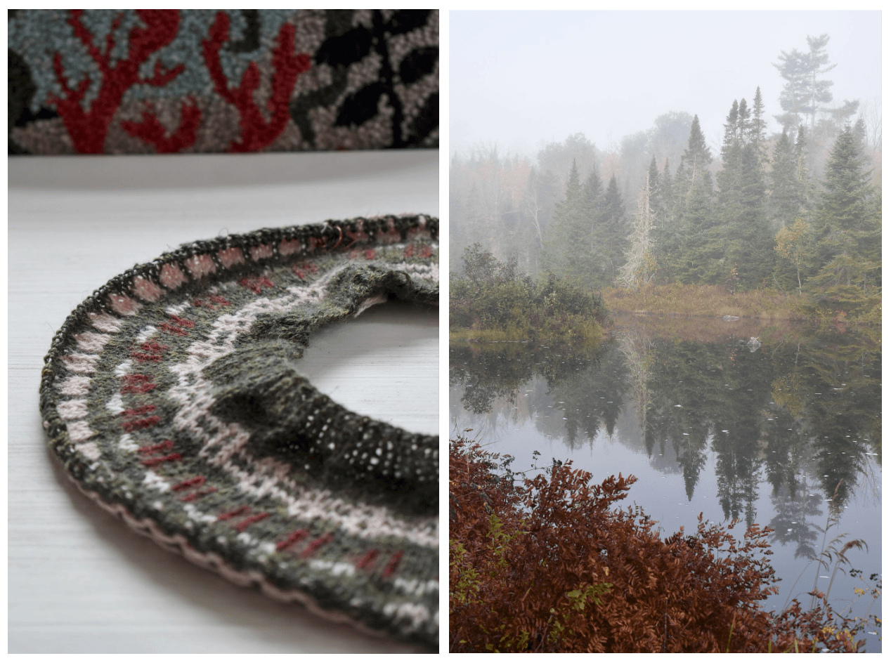 Yoke sweater knitting pattern for nature explorers, inspired by Boreas River in the Adirondacks.