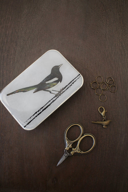 Swallow Knitting Notions Tin With Stitch Markers