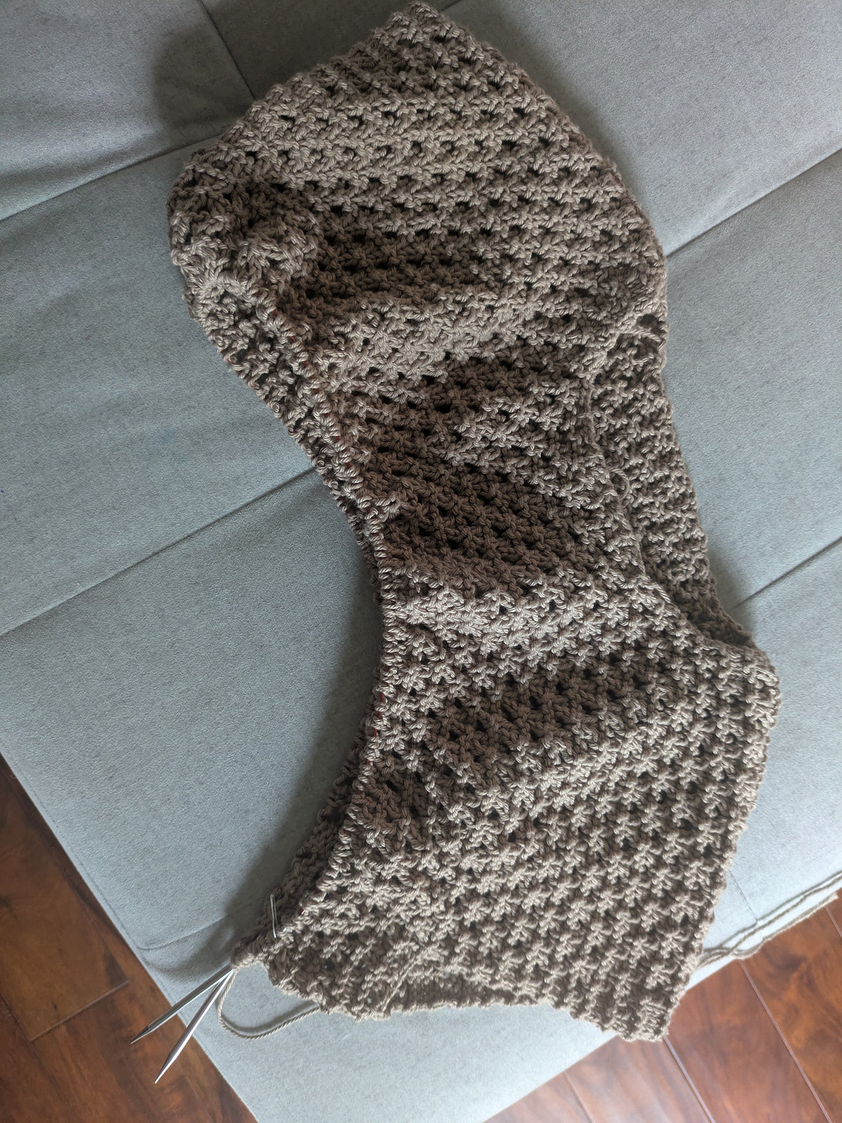 Detail of the crochet look knitting pattern.