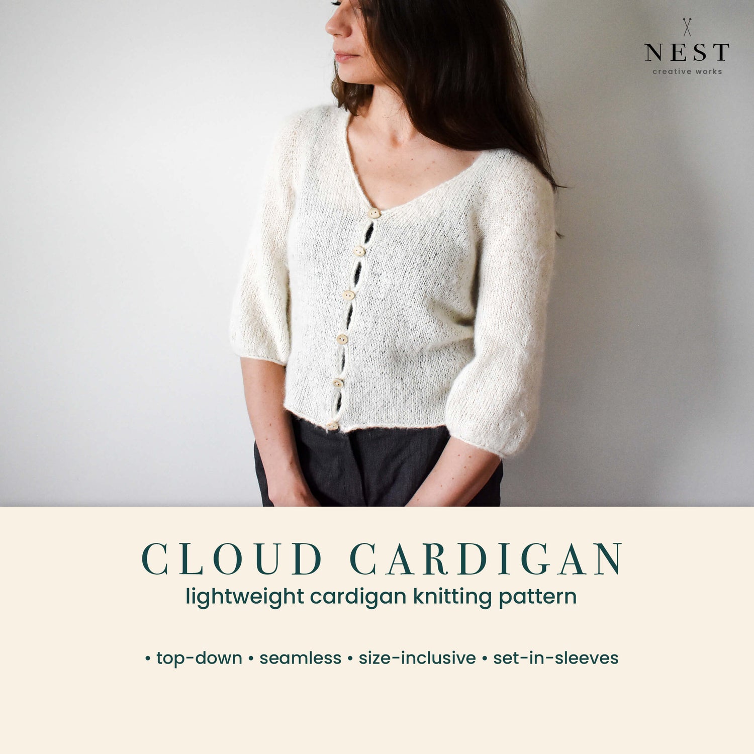 Lightweight cardigan knitting pattern for women.