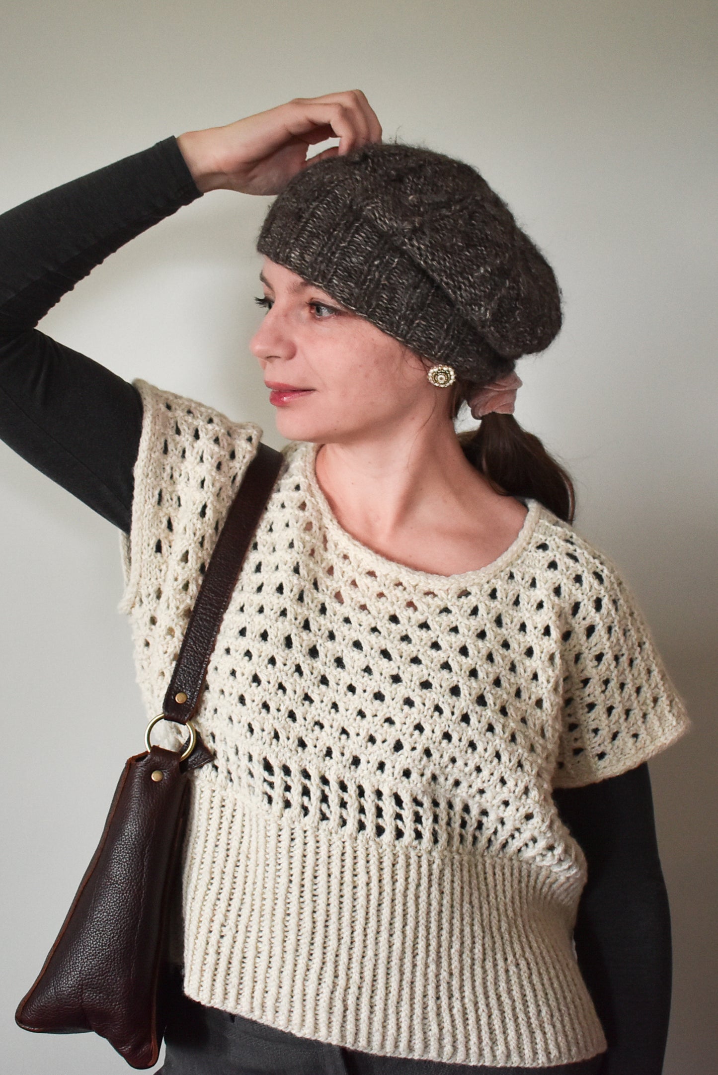 Mesh top knitting pattern by Katerina Rieckel.