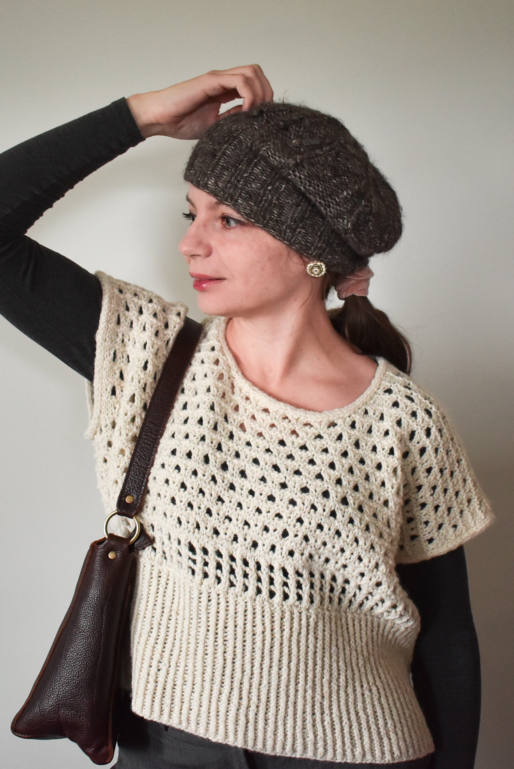 Mesh top knitting pattern by Katerina Rieckel.