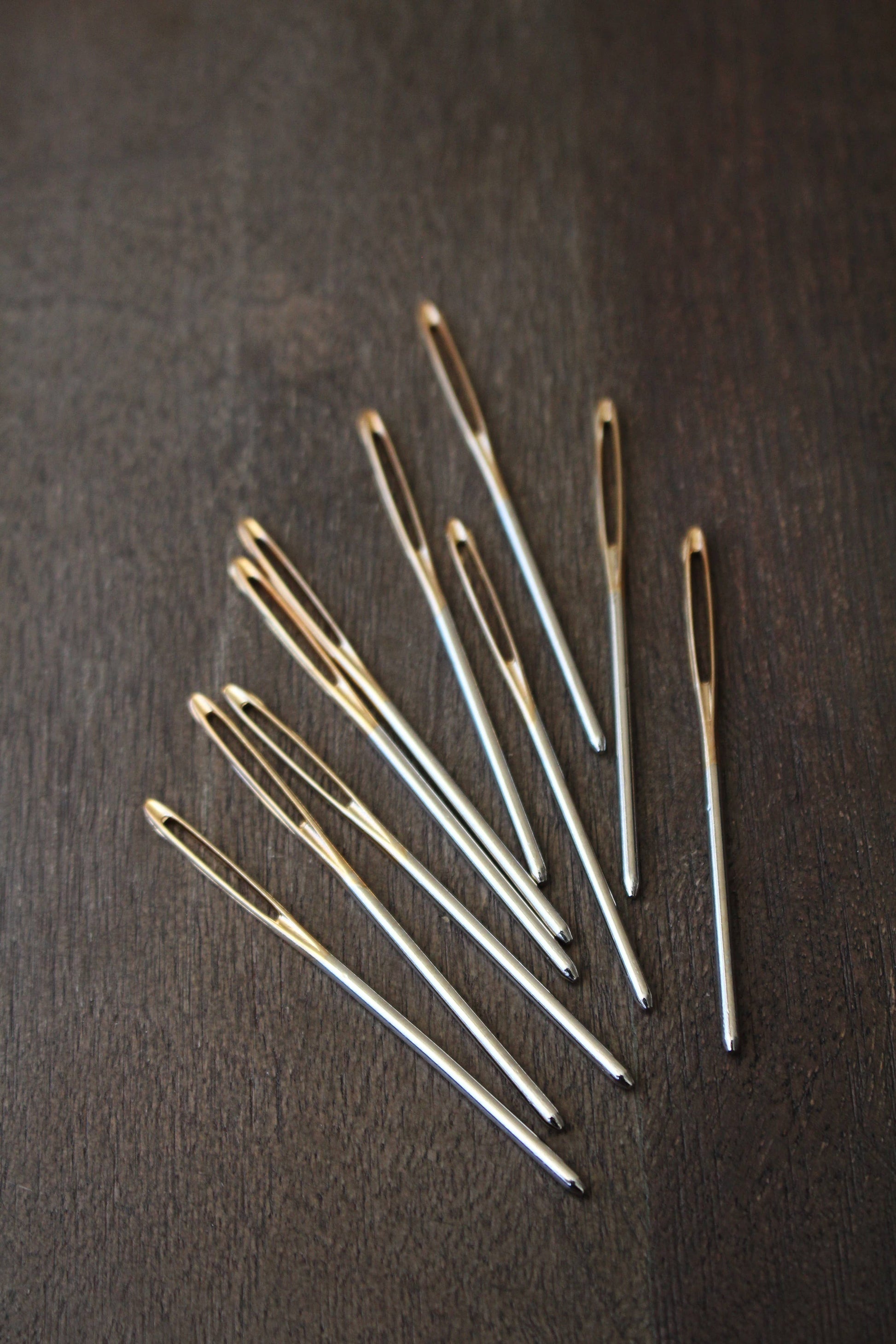 Large eye metal darning needle.