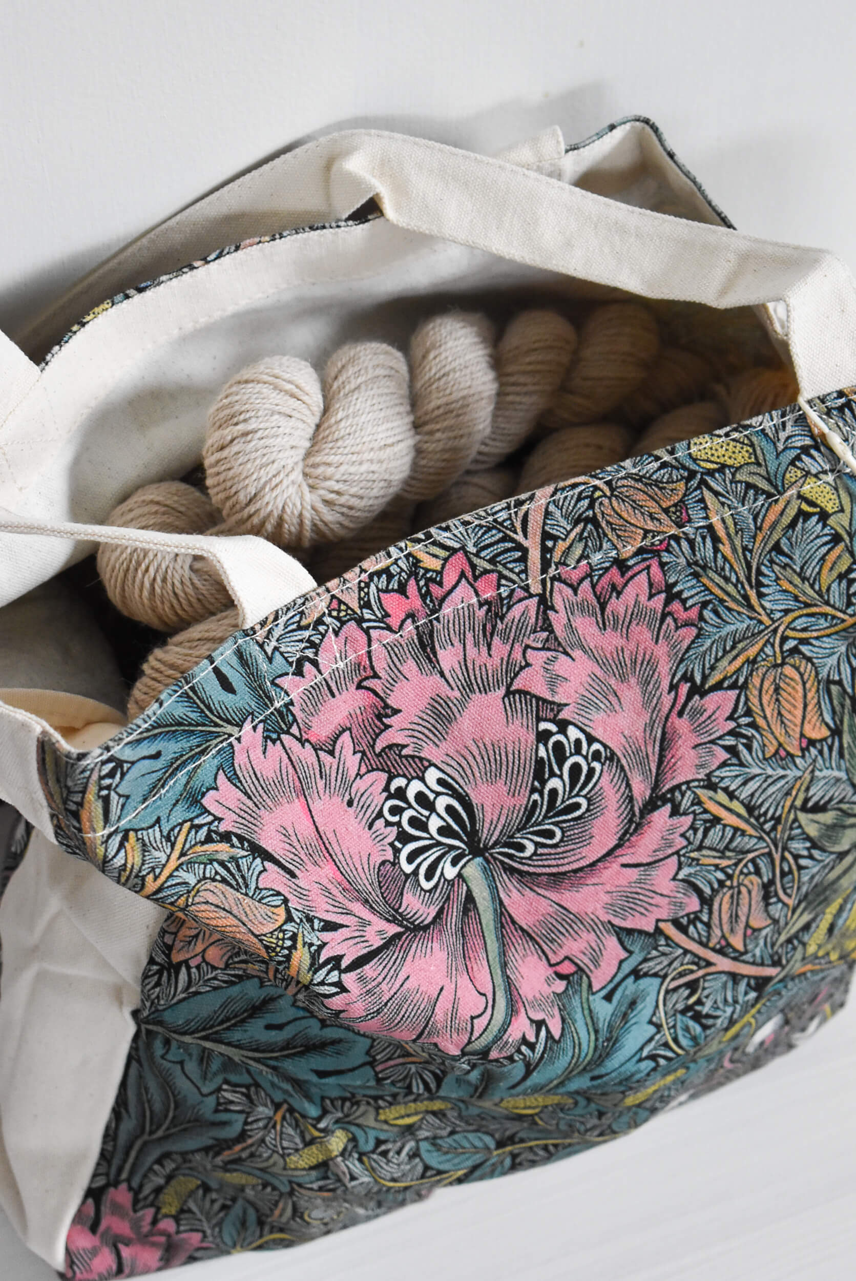 Morris Pink Honeysuckle Canvas Project Bag.