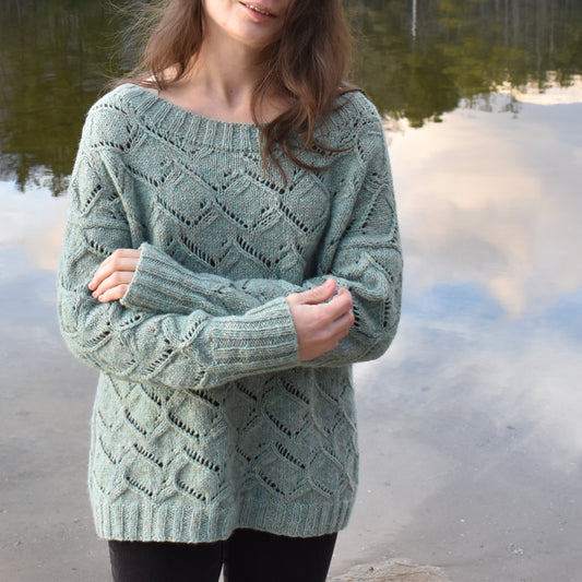 Oversized sweater knitting pattern.