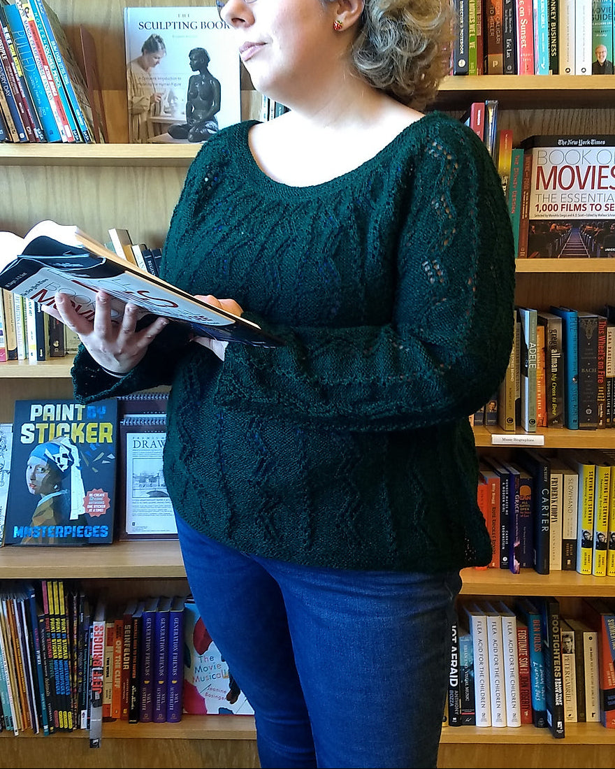 Plus size lace sweater knitting pattern.