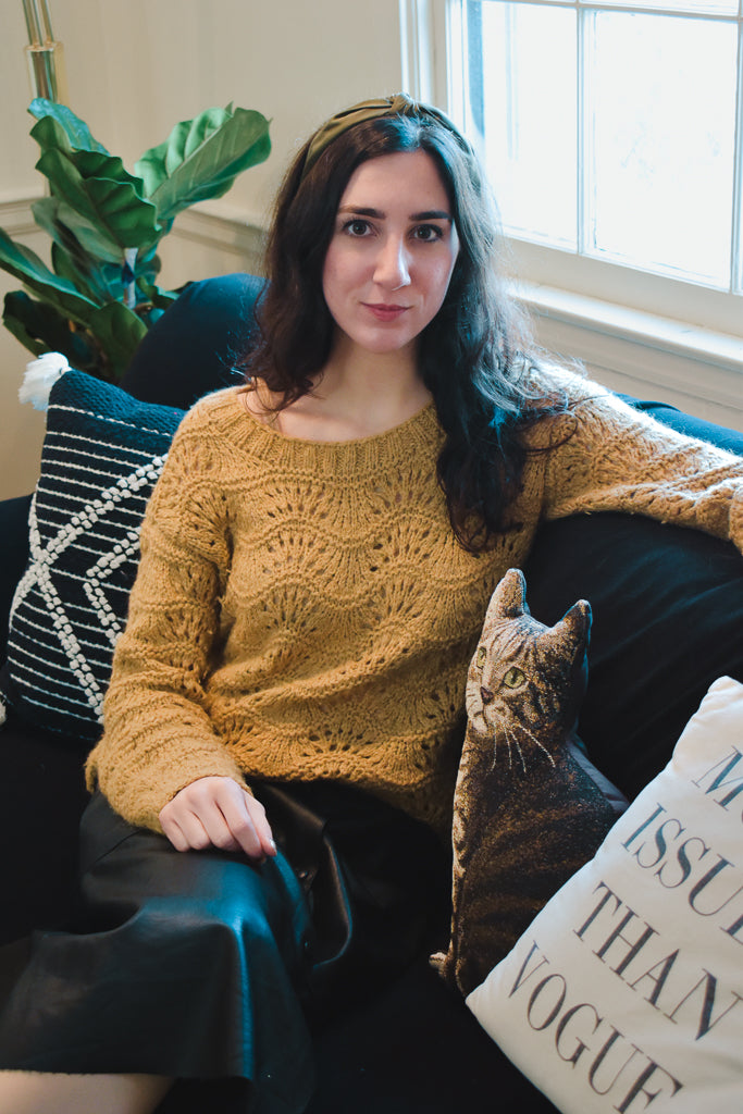 Fan stitch pointelle sweater pdf pattern.