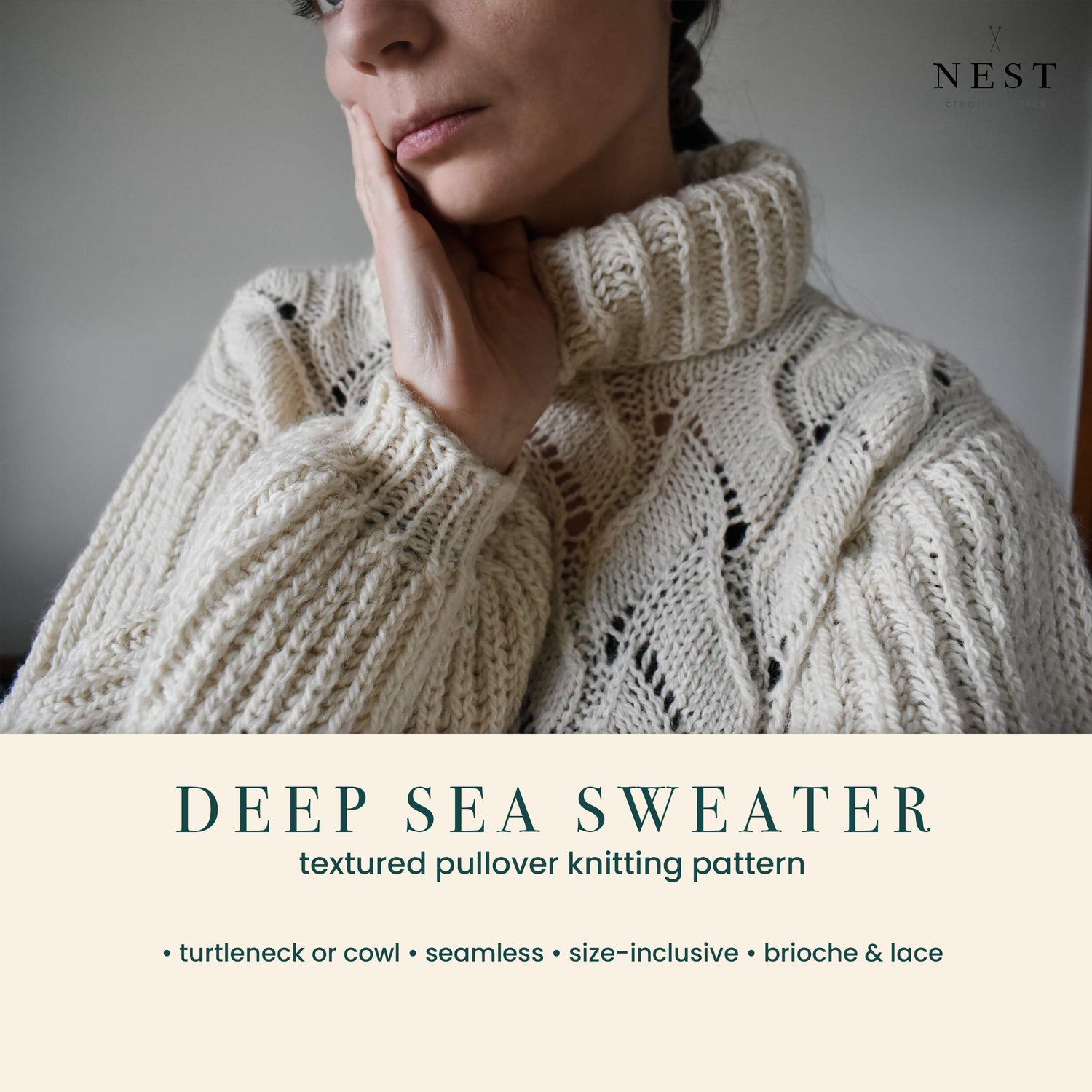 Textured sweater knitting pattern for women.