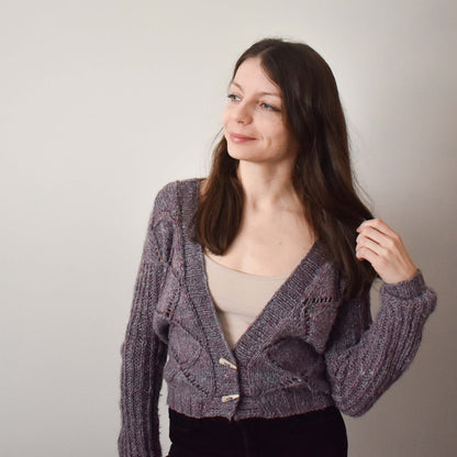 Textured deep v-neck sweater knitting pattern.