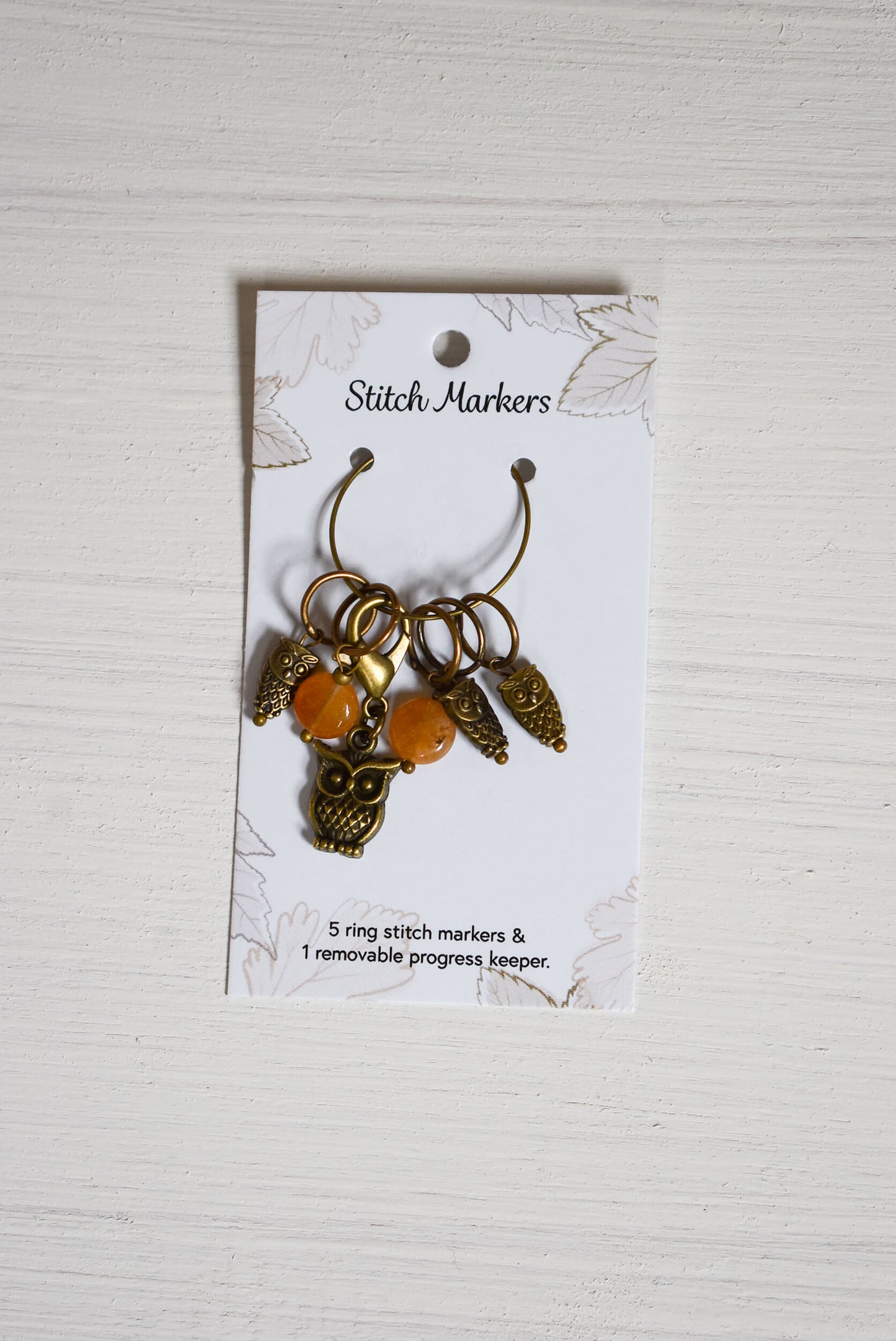 Set of stitch markers with owls.