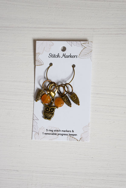 Set of stitch markers with owls.